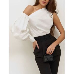 Commense Asymmetrical Off Shoulder Blouse size XL/ 12 blouse white‎